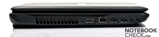 Sol: VGA, RG45, iki adet USB 2.0 yuvası, ses yuvaları
