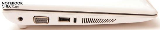 Sol: güç girişi, VGA, USB, Kensington kilidi