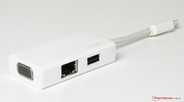 VGA, Fast-Ethernet ve USB 2.0adaptör aracılığıyla kullanılabilir.
