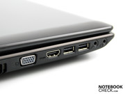 VGA (D-sub), HDMI (TVs, TFTs), USB ve ses bağlantı yuvaları.