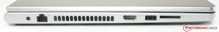 Left: power socket, Fast Ethernet, HDMI, USB 3.0, memory-card reader