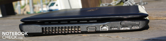 Sol: VGA, Ethernet, HDMI, eSATA, USB 2.0, ExpressCard34