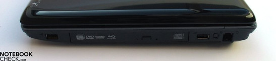 Sağ taraf: USB 2.0, Blu-Ray LW, USB, modem