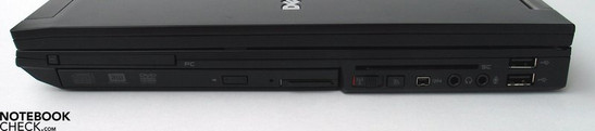 Sağ taraf: PCMCIA, DVD sürücü, SmartCard, Firewire, audio portları, 2x USB 2.0
