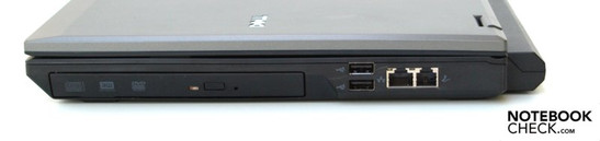 Sağ: Optik sürücü, 2x USB, RJ-45 (LAN), RJ-11 (Modem)