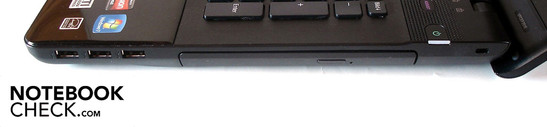 Sağ: 3 x USB 3.0, optik sürücü, Kensington kilidi