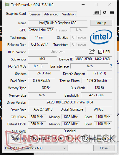 intel graphics uhd 630 driver