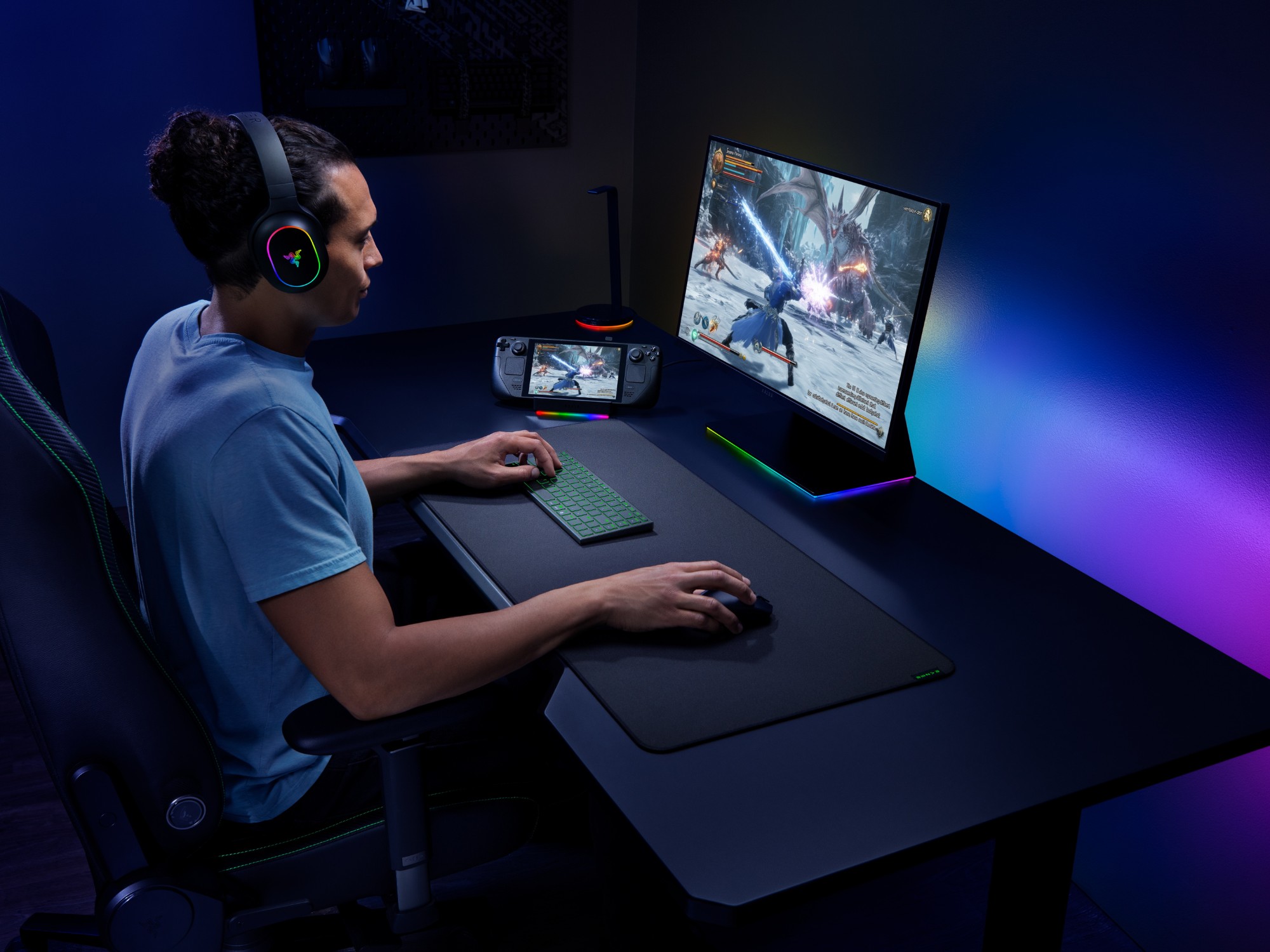 Masaüstü kurulumunda gösterilen Razer Joro klavye (Görsel kaynağı: Razer)