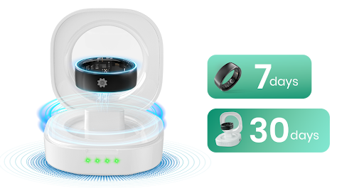 Smalth Titanium Pro akıllı yüzük normal kullanımda 7 güne kadar pil ömrü sunar