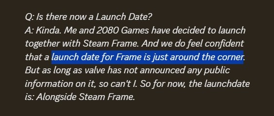 Steam Frame lansman güncellemesi.