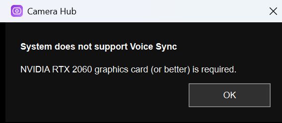 Voice Sync için en az bir RTX 2060 gerekir