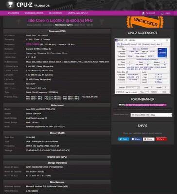 CPU-Z Validator kayıt kırma frekansı ekran görüntüsü