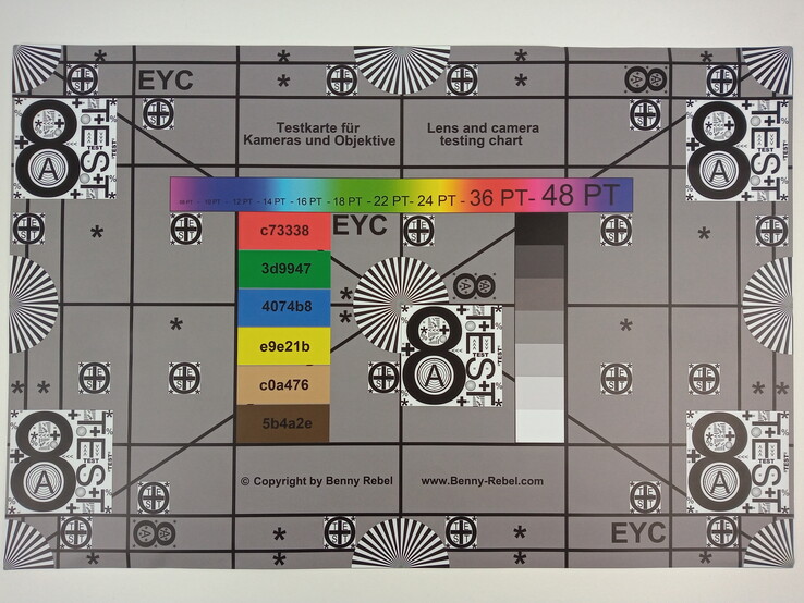 A photo of our test chart