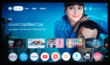Google TV'de oturum açıldığında ana menü farklı bir tasarıma sahiptir. (Resim kaynağı: Notebookcheck)