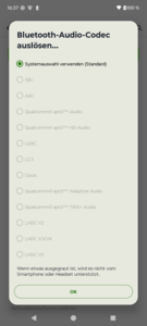 Desteklenen Bluetooth codec bileşenleri