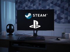 PC monitöründe gösterilen Steam ve PlayStation logoları