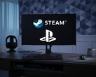PC monitöründe gösterilen Steam ve PlayStation logoları