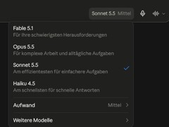 Sonnet 5.5'in seçili olduğu Claude.ai model seçicisinin ekran görüntüsü