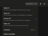Sonnet 5.5'in seçili olduğu Claude.ai model seçicisinin ekran görüntüsü