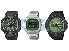 Resimde soldan sağa: Casio AEQ-110W-3A2V, W-218HD-3AV ve MRW-210H-3BV.