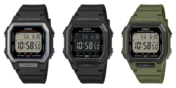 Soldan sağa: Casio W-738H-1AV, W-738H-1BV ve W-738H-3AV saatleri