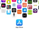 Popüler uygulamaların simgelerinin bulunduğu App Store logosu. Apple artık mağaza dışında yapılan ödemeler için uyguladığı ücretleri savunmak zorunda.