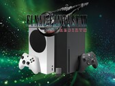 Final Fantasy 7 Rebirth logosu Xbox konsollarının ve depolamanın üzerinde