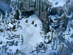 Thronebreaker: The Witcher Tales oyununda karlı bir manzarayı gösteren bir resim.
