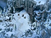 Thronebreaker: The Witcher Tales oyununda karlı bir manzarayı gösteren bir resim.