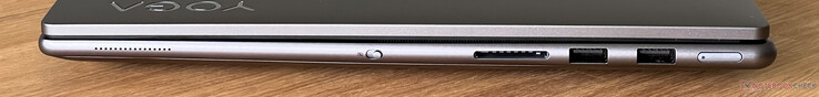 Sağ: web kamerası eShutter, SD kart okuyucu, 2x USB-A 3.2 Gen.1 (5 Gbit/s), güç düğmesi