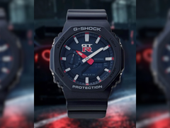 Yeni Casio G-Shock x Nissan GT-R ortak modelinin yakın çekim görüntüsü.