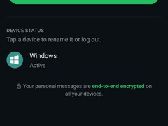 Bağlı cihazların listesini ve uçtan uca şifrelemeyle ilgili notu gösteren WhatsApp ayarları