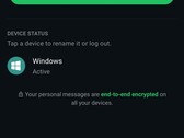 Bağlı cihazların listesini ve uçtan uca şifrelemeyle ilgili notu gösteren WhatsApp ayarları