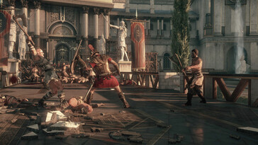 Ryse: Son of Rome oyununda bir savaşı gösteren bir görüntü.