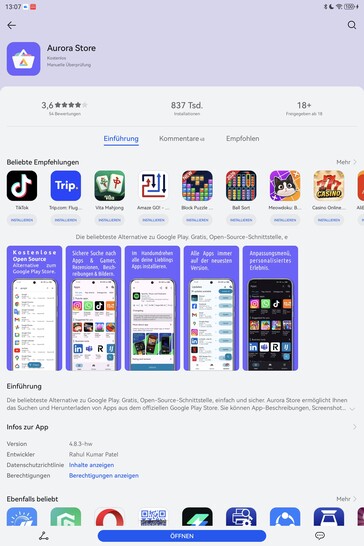 Aurora Store, AppGallery'den yüklenebilir.