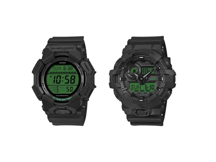 Soldan sağa: Casio G-Shock GD-010BEG-1 ve GA-700BEG-1A saatleri