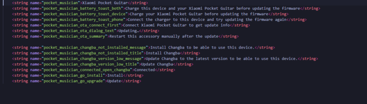 Xiaomi Pocket Guitar'ın çalışabilmesi için Changba uygulamasıyla eşleştirilmesi gerektiğini belirten metinler