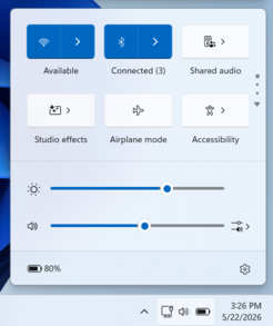 Windows 11 Hızlı Ayarlar panelindeki yeni