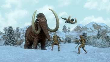 Dawn of Man'de bir mamutun gösterildiği bir resim.