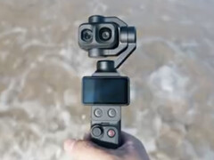 DJI Osmo Pocket 4P'nin iki kamera lensi ile yakın çekimi.