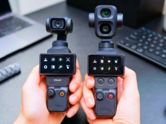 Osmo Pocket 3 (solda) Osmo Pocket 4P'nin (sağda) yanında.