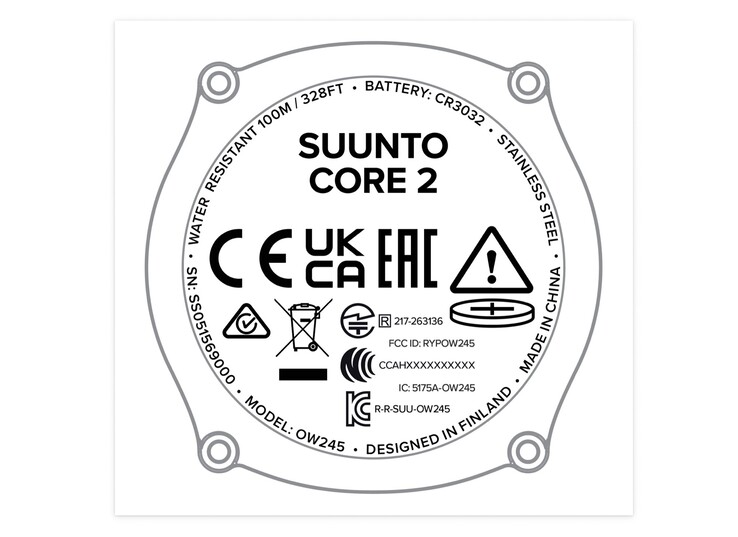 Suunto Core 2, 100 metreye kadar su geçirmez bir kasaya sahiptir.