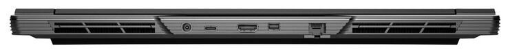 Arka kısım: Güç bağlantısı, USB 3.2 Gen 2 (USB-C), HDMI 2.1, Mini DisplayPort 1.4a, Gigabit Ethernet (2.5 GBit/s)