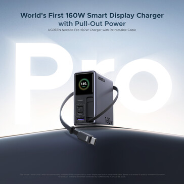 Nexode Pro 160W şarj cihazında yerleşik bir ekran bulunur