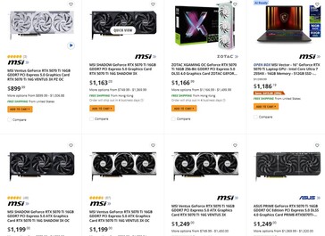 Newegg'de RTX 5070 Ti fiyatı. (Resim kaynağı: Newegg)
