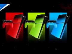 PS5 konsolunun ve Dual Sense kontrol cihazının kırmızı, yeşil ve mavi renklerde sanatsal renderı.