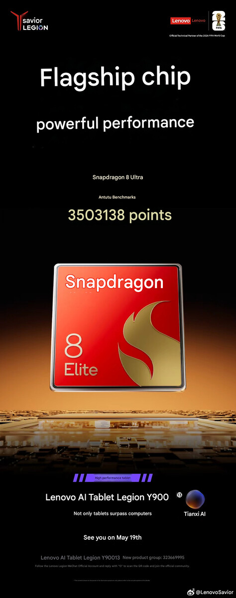 SoC ve 13 inç Legion Y900 tabletin iddia edilen benchmark puanı (makine çevirisi)