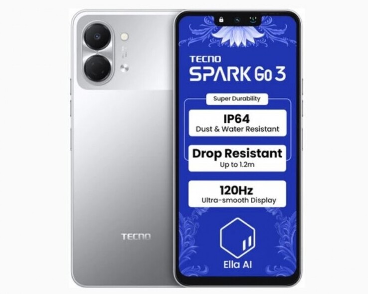 Tecno Spark Go 3 akıllı telefon 6,74 inç LCD ekrana sahip (Görsel kaynağı: Tecno)