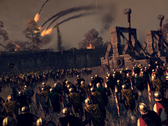 Total War: Attila oyununda bir kuşatma ve onagerleri gösteren bir resim.