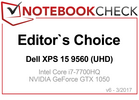 Editor's Choice Award in April 2017: Dell XPS 15 9560 (UHD)